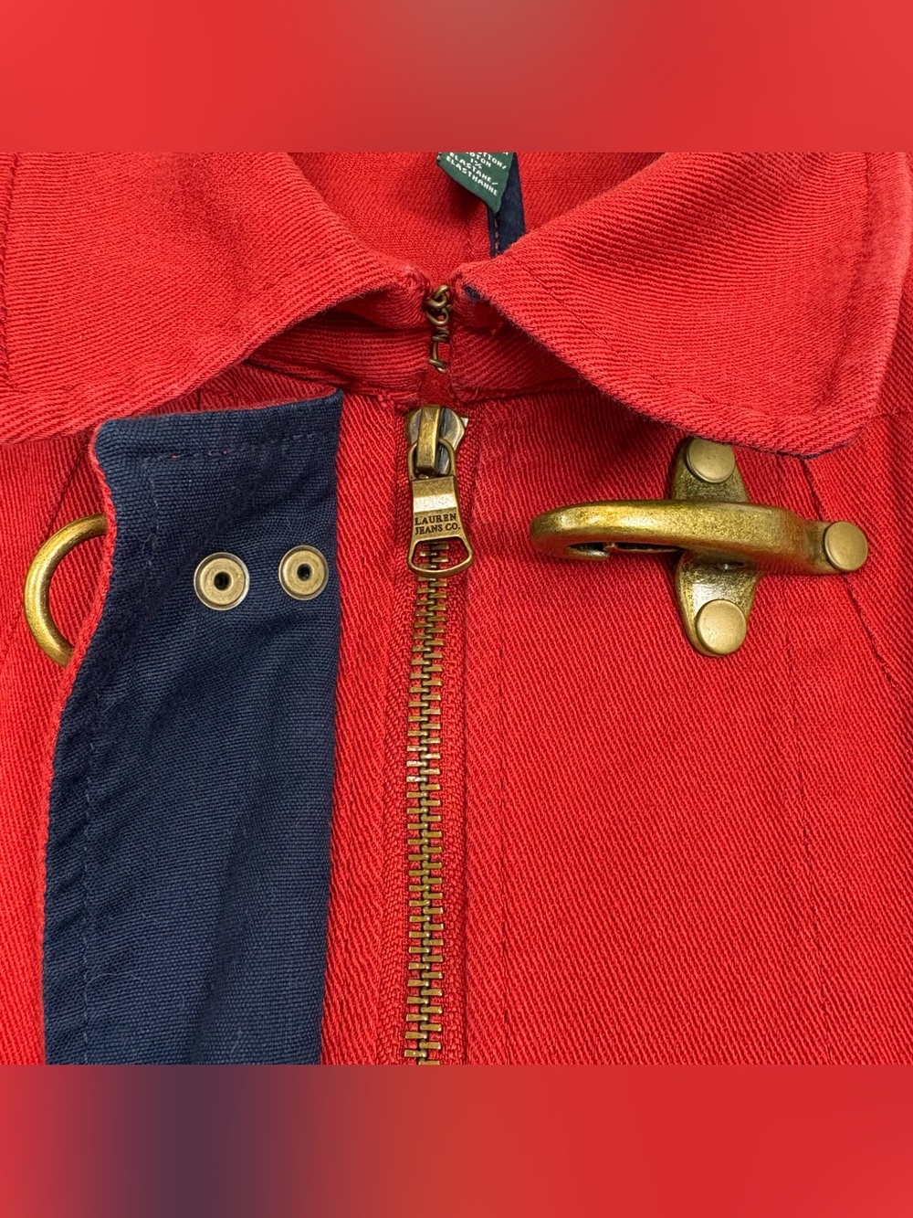 Ralph Lauren Vintage LRL Lauren Jean Co Red Fireman Jacket Sz Petite M - Picture 10 of 15